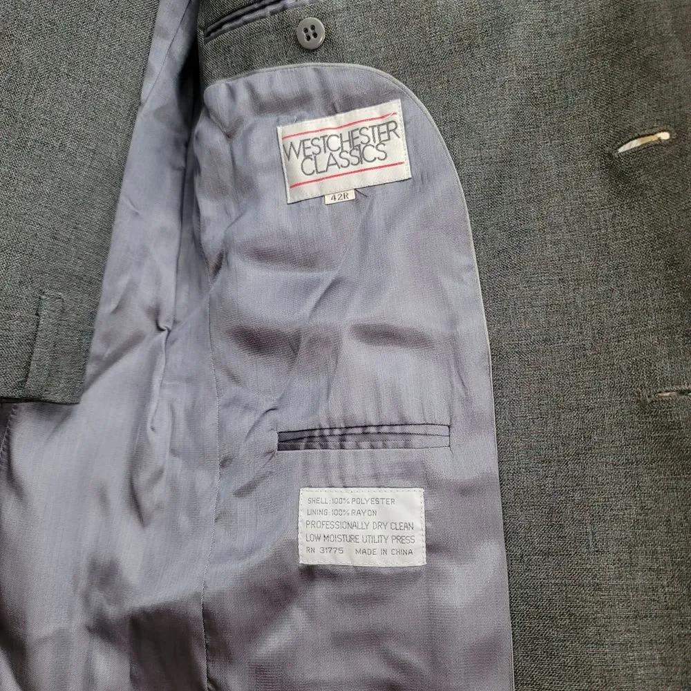 Westchester Classics Mens 2 Pc Suit Sport Coat Blazer Pants Old Money Office 42R